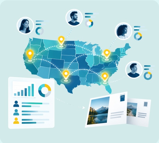 Audience data mapped across the United States and matched to mail pieces